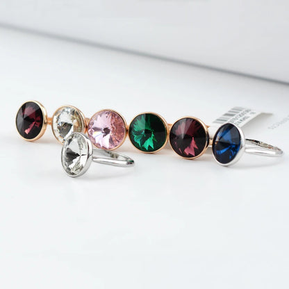 Bagues couleur argent cristaux originaux d'autriche rondes RIVOLI pierre anneaux pour femmes correspondant bijoux de fiançailles de mariage