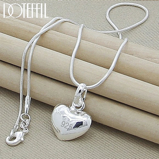 DOTEFFIL – collier avec pendentif en forme de petit cœur en argent Sterling 925, chaîne serpent de 16 à 30 pouces pour femmes, breloque de mariage, bijoux à la mode