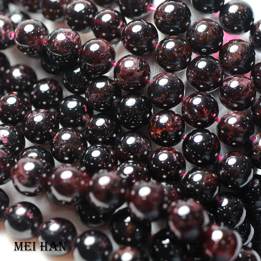 Meihan – perles rondes en grenat rouge naturel, pour bijoux, bracelet, pierre de naissance, symbole d'équilibre de fidélité, cadeau de vacances idéal