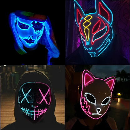 Halloween carnaval fête Costume décoration LED lumineuse masque Halloween masque LED masque éclairer masques de fête pour la fête lumineuse