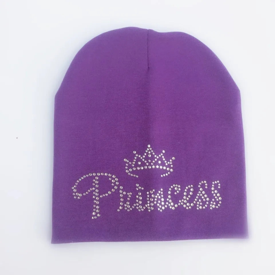 Bonnet de princesse en coton avec diamant pour bébé fille et garçon, casquette pour enfant en bas âge, automne