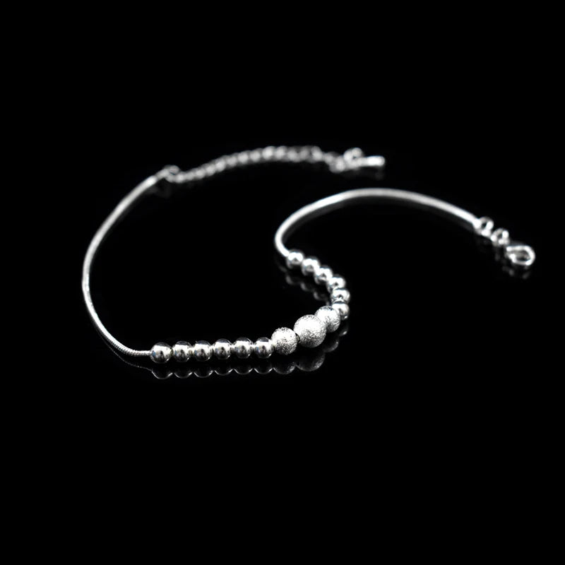 Bracelet de cheville boule ronde perlée pour femme, argent regardé JO925, perles conviviale rées, bracelets de cheville à breloques, cadeau de bijoux, nouvelle mode