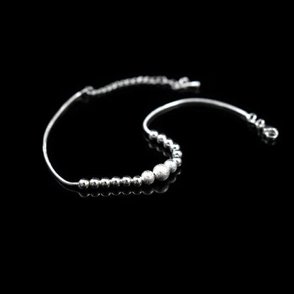 Bracelet de cheville boule ronde perlée pour femme, argent regardé JO925, perles conviviale rées, bracelets de cheville à breloques, cadeau de bijoux, nouvelle mode