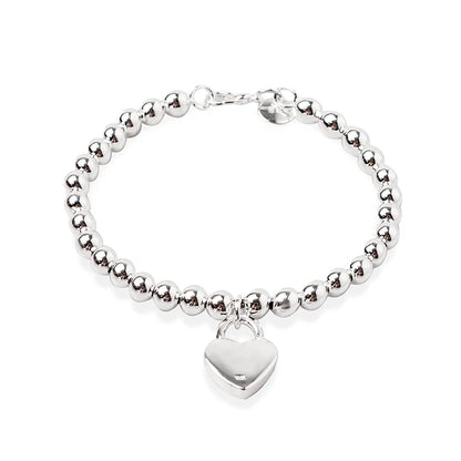 DOTEFFIL 925 argent Sterling coeur serrure 6mm perles chaîne Bracelets