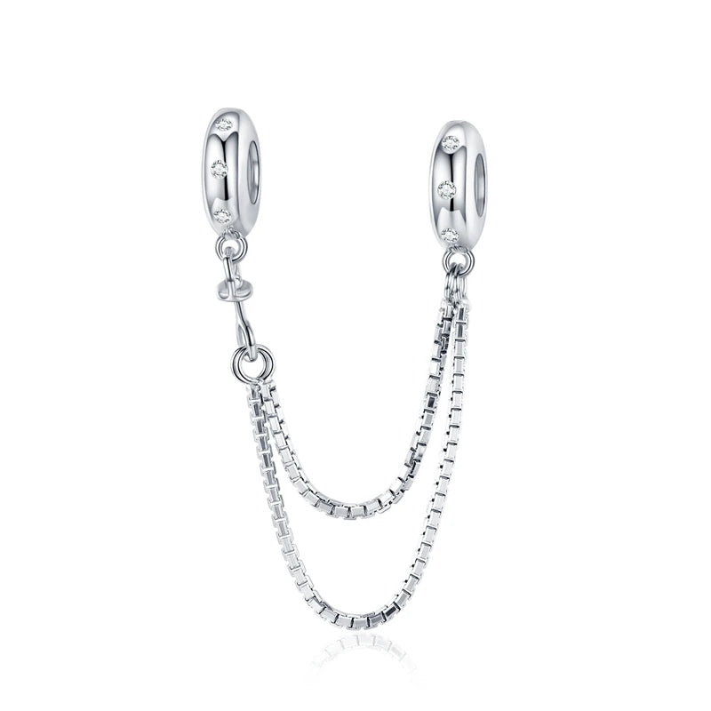 Meilleure vente 100% argent Sterling 925 la clé de coeur silicone sécurité chaîne breloque Wostu Original perles Bracelet bijoux CQC606