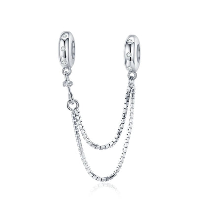 Meilleure vente 100% argent Sterling 925 la clé de coeur silicone sécurité chaîne breloque Wostu Original perles Bracelet bijoux CQC606