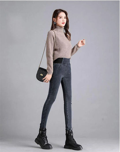Jean crayon taille haute pour femme, pantalon skinny classique, pantalon en denim décontracté, streetwear, lavage commandé, grande taille 38, fjeros