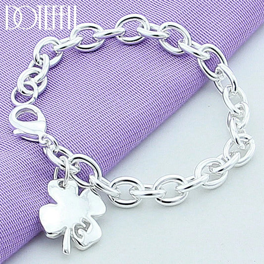 DOTEFFIL 925 argent Sterling trèfle feuilles chanceux numéro 5 Bracelet 20 cm chaîne femmes mariage fiançailles fête bijoux