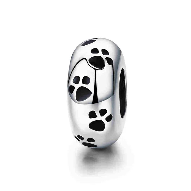BAMOER authentique 925 en argent Sterling chien empreinte animale chat coeur amour entretoise breloque idéal pour Bracelet l SCC594