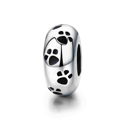 BAMOER authentique 925 en argent Sterling chien empreinte animale chat coeur amour entretoise breloque idéal pour Bracelet l SCC594
