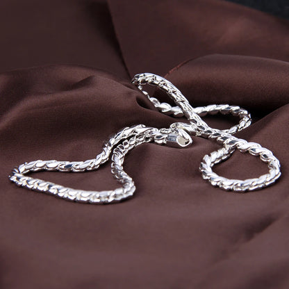 DOTEFFIL 925 argent Sterling 5mm serpent chaîne collier femme homme mode Simple 20 pouces chaîne bijoux