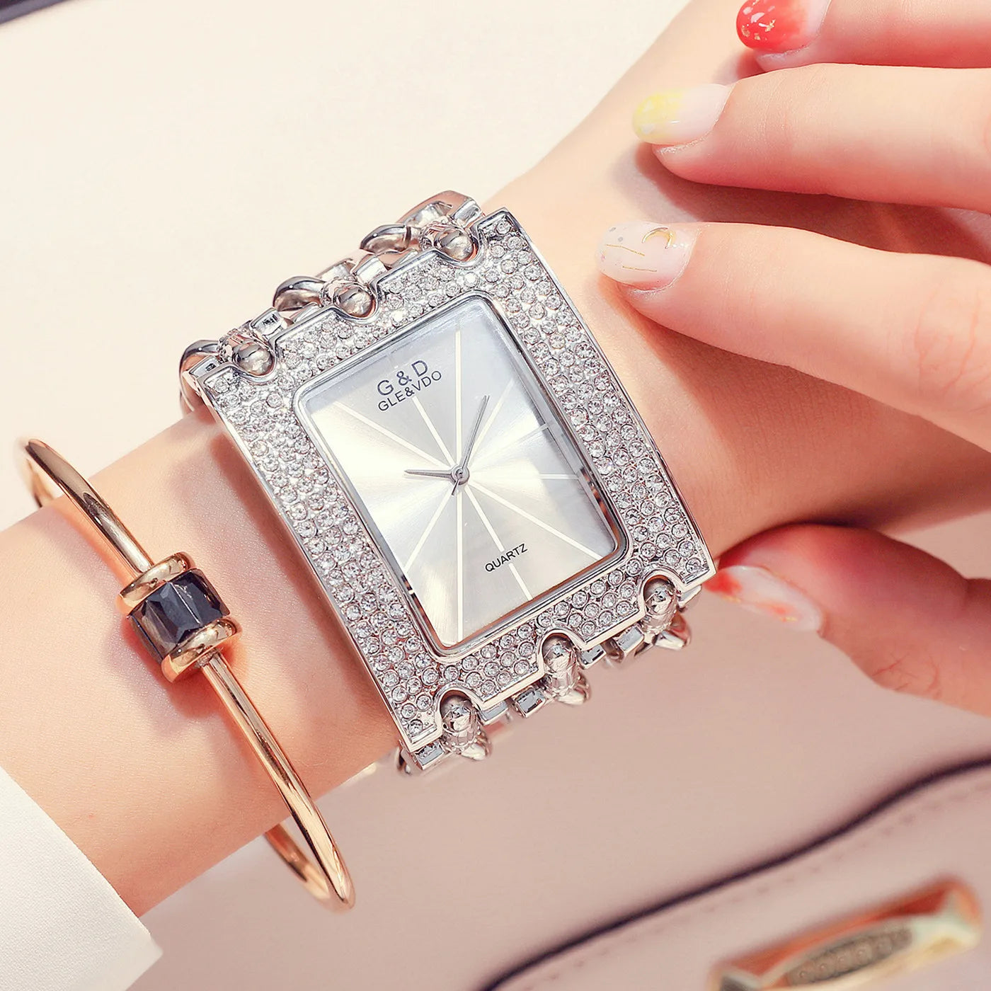 G & D-Montre-bracelet décontractée pour femme, trois JOQuartz,