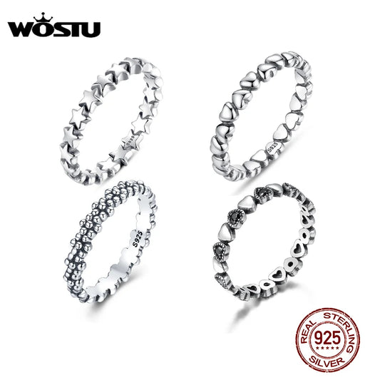 WOSTU 100% authentique argent Sterling 925 6 styles empilable