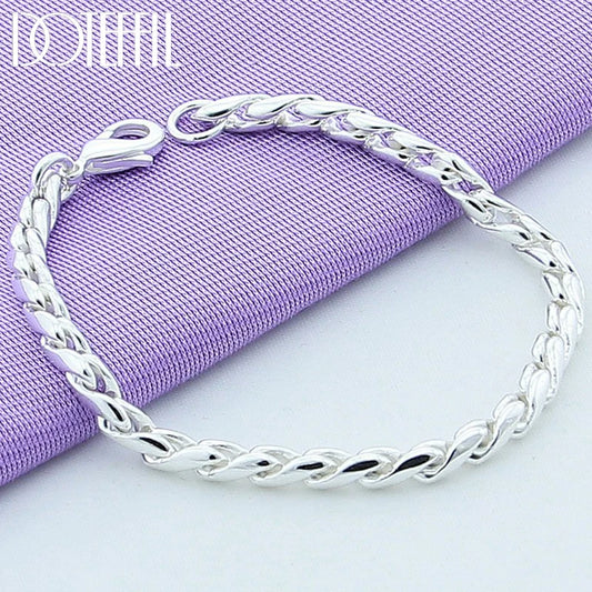 DOTEFFIL 925 argent Sterling 18K or Bracelets 4mm serpent chaîne vis convient charme européen 20 cm bricolage bijoux de mode femmes cadeau