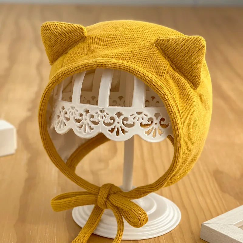 Mignon chat oreille bébé chapeau automne hiver doux bébé garçon fille casquette oreille couleur unie Protection chapeaux nouveau-né Bonnet Bonnet Enfant