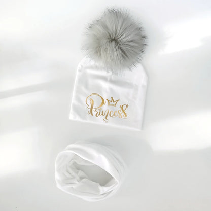 Ensemble de chapeaux pour filles, lettres dorées, princesse, prince, couronne, chapeau pour garçon, bonnet en coton tricoté pour enfants