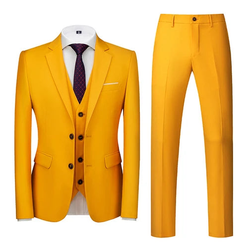 Costume vert clair pour Homme, 3 pièces (veste + pantalon + gilet), noir, gris, rouge, Terno Masculino, mode Slim, taille asiatique M-6XL