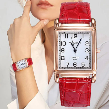 2025 nouvelles montres pour femmes carré or Rose montres de mode en cuir