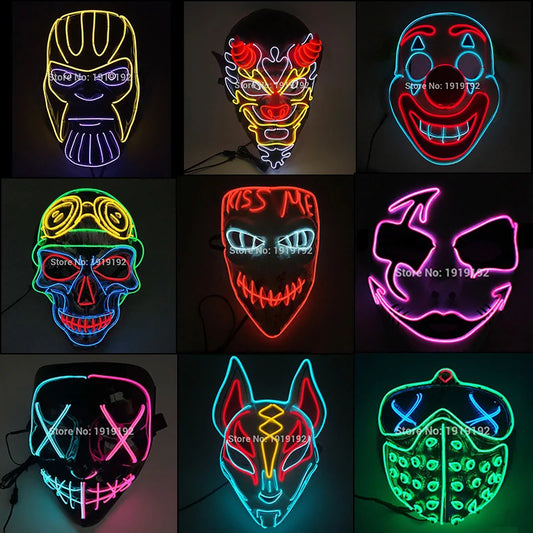 Halloween carnaval fête Costume décoration LED lumineuse masque Halloween masque LED masque éclairer masques de fête pour la fête lumineuse