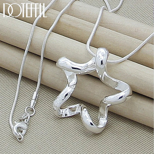 DOTEFFIL – collier avec pendentif étoile de mer en argent Sterling 925, chaîne serpent de 16 à 30 pouces pour femmes, bijoux de fiançailles de mariage à la mode