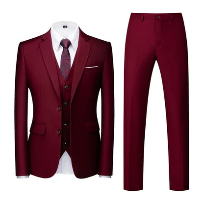 Costume vert clair pour Homme, 3 pièces (veste + pantalon + gilet), noir, gris, rouge, Terno Masculino, mode Slim, taille asiatique M-6XL