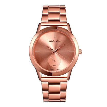 WoMaGe montres femmes montres en or en acier inoxydable montres à Quartz