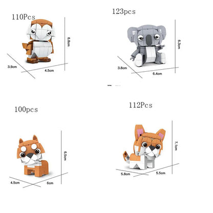 Vente unique créatif 3D Mini Animal bloc ensemble bricolage chien tigre lapin écureuil pingouin hibou Koala vache construction brique jouet pour les enfants