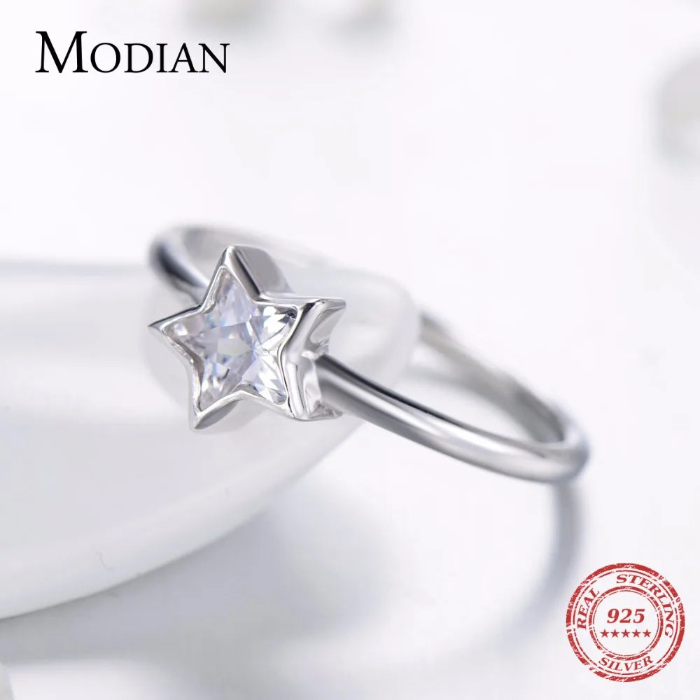 Modian-Bague étoile en argent regardé 2021 pour femme, bijoux en zircone cubique, matiques simples, cadeau élégant, mode authentique, contre-indiqué, nouveau, 925