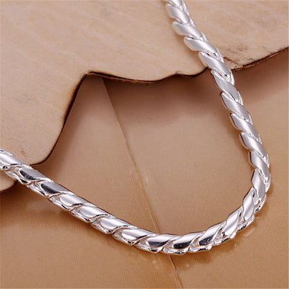 DOTEFFIL 925 argent Sterling 18K or Bracelets 4mm serpent chaîne vis convient charme européen 20 cm bricolage bijoux de mode femmes cadeau