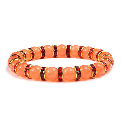 Bracelet de prière en pierre naturelle, Orange vif, corde en strass élastique, pour hommes et femmes, bijoux de Yoga faits à la main,