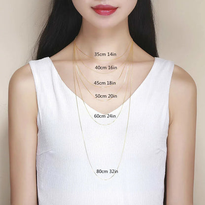 35 cm-80 cm Minuscule Réel 925 En Argent Sterling avec Or Couleur Mince Boîte Chaîne Collier Femmes Enfants Filles Mens Bijoux kolye collares