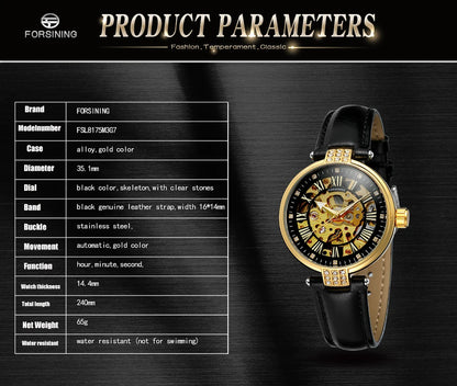 FORSINING-Montre mécanique automatique pour femme, blanc, doré, module, montre-bracelet, mode, business