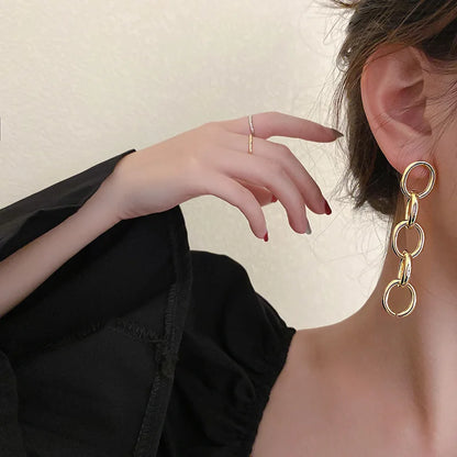 Boucles d'oreilles JODstressen métal multicouches pour femmes, déclaration, document en or,