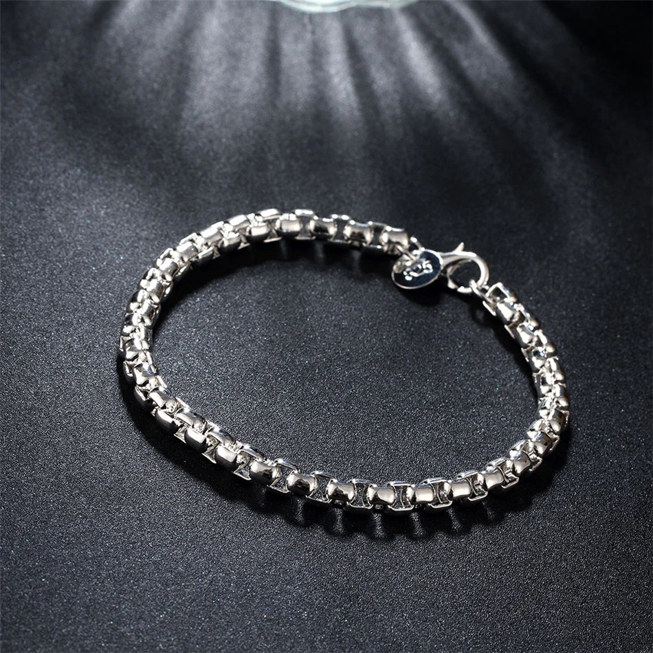 DOTEFFIL 925 en argent Sterling 18K or boîte ronde chaîne Bracelet pour les femmes mode charme mariage fiançailles fête bijoux