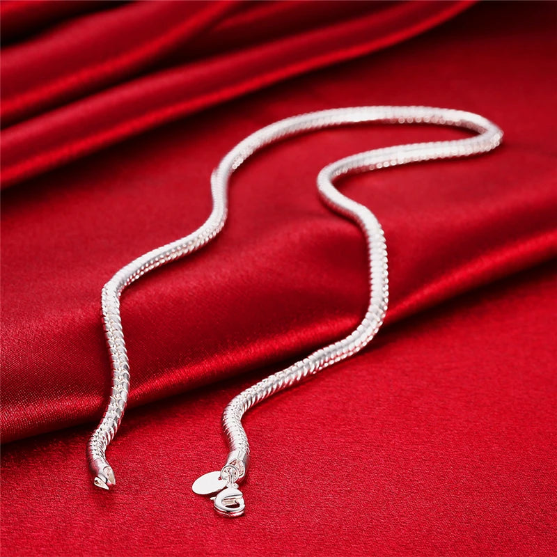 DOTEFFIL 925 argent Sterling 16/18/20/24/22/24/26/30 pouces 3mm serpent chaîne collier pour femme homme mariage fiançailles bijoux