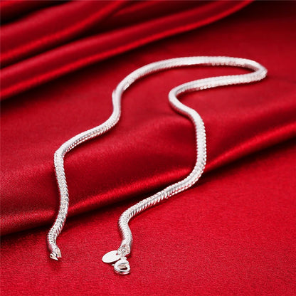 DOTEFFIL 925 argent Sterling 16/18/20/24/22/24/26/30 pouces 3mm serpent chaîne collier pour femme homme mariage fiançailles bijoux