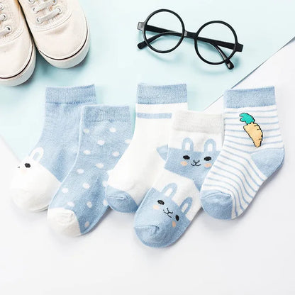 5 paires / lots de chaussettes en coton doux pour enfants garçons filles bébé bande de mode bande chaude automne hiver 0-8 ans chaussettes de dessin animé pour enfants