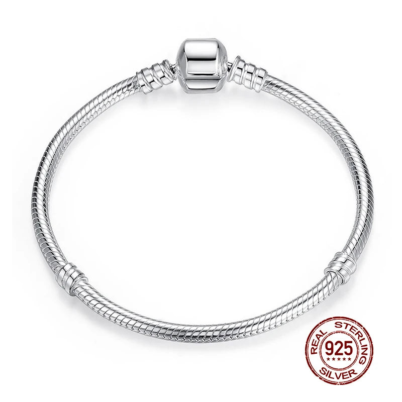 Luxe 100% argent Sterling 925 Original 3 Styles chaîne Bracelet Bracelet pour femmes ajustement bricolage breloque perle authentique bijoux fins cadeau