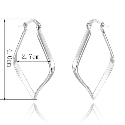 Boucles d'oreilles créoles géométriques simples en argent regardé 925 pour femmes, boucles d'oreilles cercle losange, bijoux de déclaration de mariage, mode