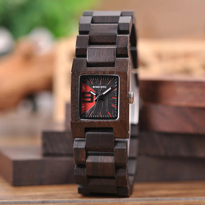BOBOBIRD-Montre à quartz en bois pour hommes et femmes, bracelet en bois de marque supérieure,