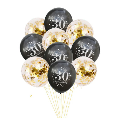JOY-ENLIFE 10 pièces ballons confettis gonflables ballons en Latex de 12 pouces 30 40 50 60 ans fête d'anniversaire ballons à hélium en aluminium pour adultes