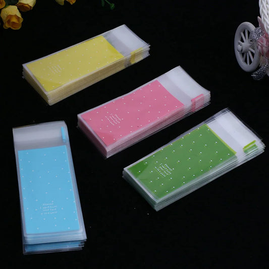100 pièces/lot Mini emballage de biscuits en plastique 5x10 cm sacs d'emballage de cupcakes sacs auto-adhésifs opp sac cadeau sac de bonbons paquet de rouge à lèvres