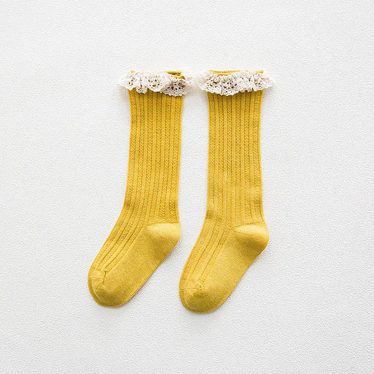 Chaussettes montantes en coton avec dentelle pour enfants, jambières à volants, trucs bon marché, princesse, enfants, filles, bébé, livraison gratuite