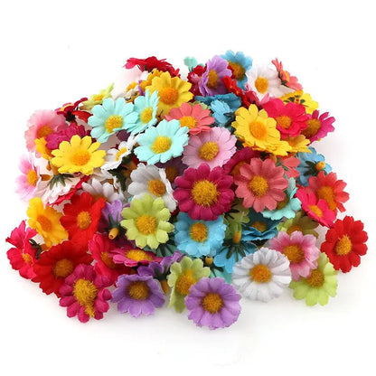 100 PC/lot 2.5 cm Mini marguerite fleur décorative fleurs artificielles en soie décoration de fête de mariage décor à la maison (sans tige) moins cher