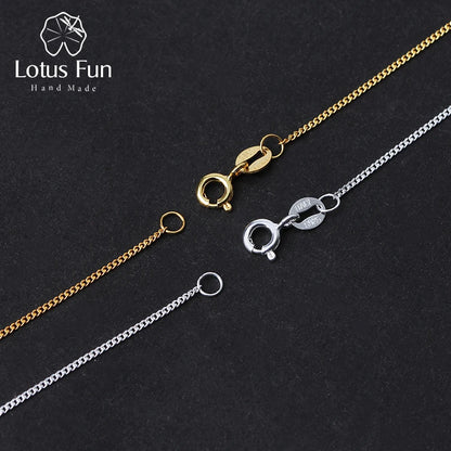 Lotus Fun – collier en argent Sterling 925 véritable, bijoux fins, or 18 carats, chaîne classique facile à assortir, sans pendentif,