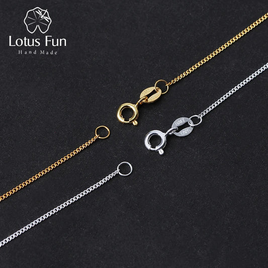 Lotus Fun – collier en argent Sterling 925 véritable, bijoux fins, or 18 carats, chaîne classique facile à assortir, sans pendentif,