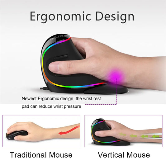 Delux M618 PLUS ergonomie souris de jeu verticale 6 boutons