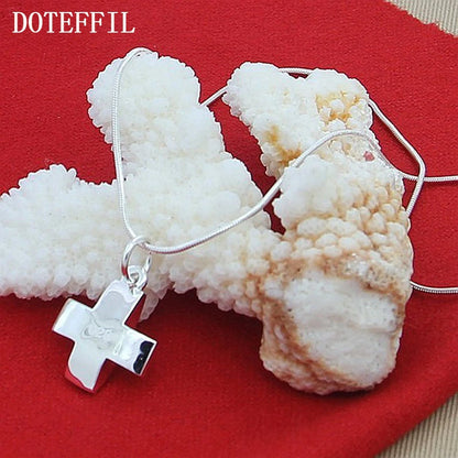 DOTEFFIL – collier avec pendentif croix en argent Sterling 925, chaîne serpent de 16 à 30 pouces pour femmes et hommes, bijoux de fête de fiançailles et de mariage