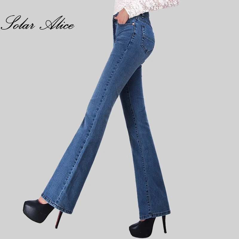 Jeans Astronomiques Cloche pour Femme, Pantalon Coupe Boot, Bureau, Taille Moyenne, Évasées sulf, FJSize 26-38, Automne, Promotion