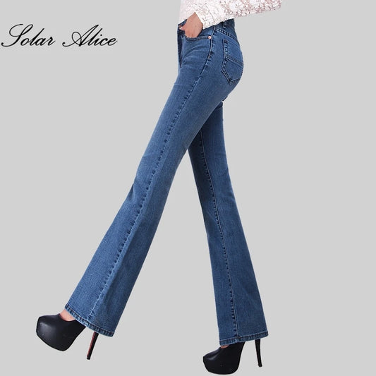 Jeans Astronomiques Cloche pour Femme, Pantalon Coupe Boot, Bureau, Taille Moyenne, Évasées sulf, FJSize 26-38, Automne, Promotion